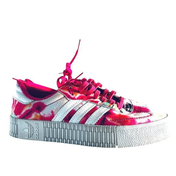 ADIDAS SAMBAROSE Platform Sneakers 6 Casual Shoe GX2893 Tie Dye Power Pink White - Picture 3 of 10